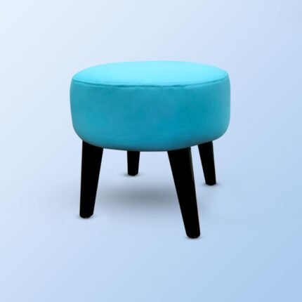 Stool for Living Room Sitting Plain Ottoman upholstered Foam Cushioned pouffe Puffy for Foot Rest Home Furniture with 4 Wooden Legs Rexin Plain